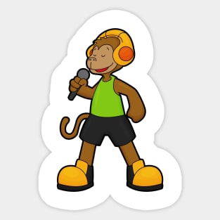 Monkey as Singer with Microphone & Headphone Sticker